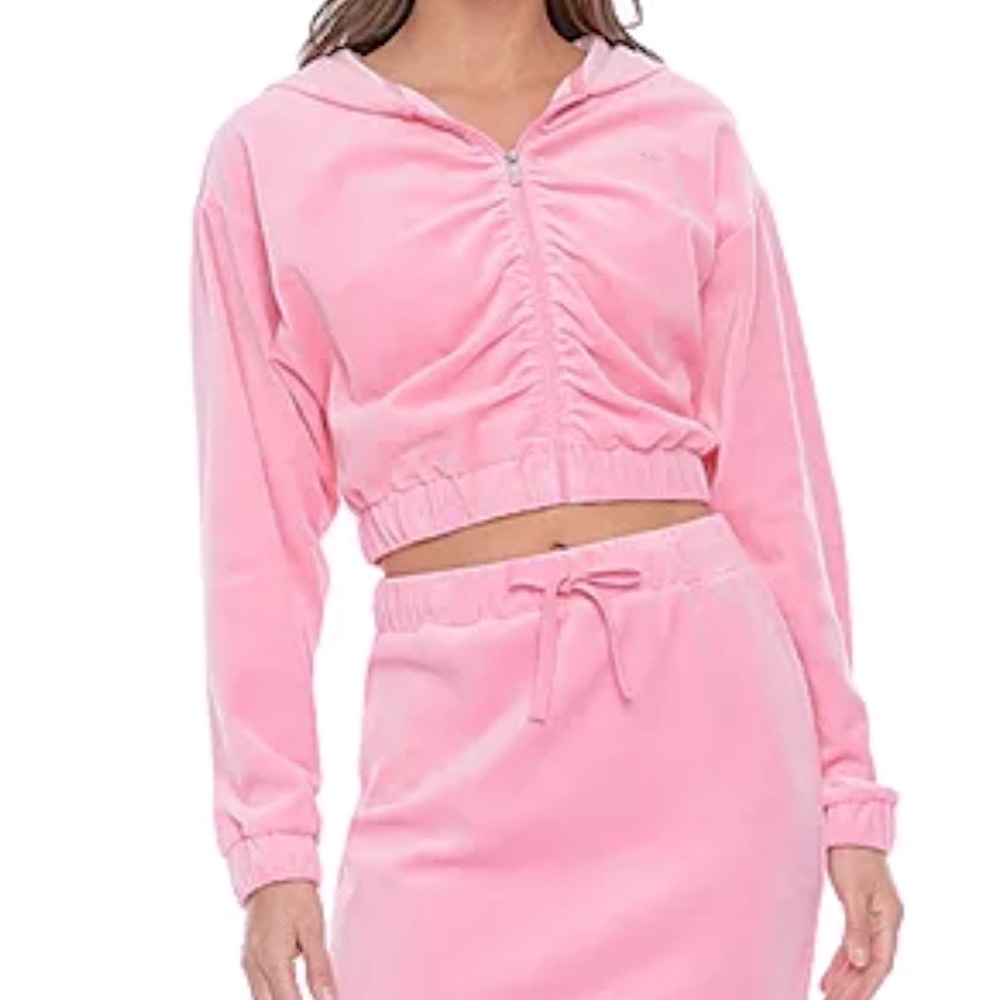 Juicy Couture Cropped Rouched Front Zipper Hoodie (XS)